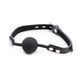 Ohmama Fetish - Bâillon Balle En Silicone Avec Ceinture En Cuir (Cadenas Inclus)